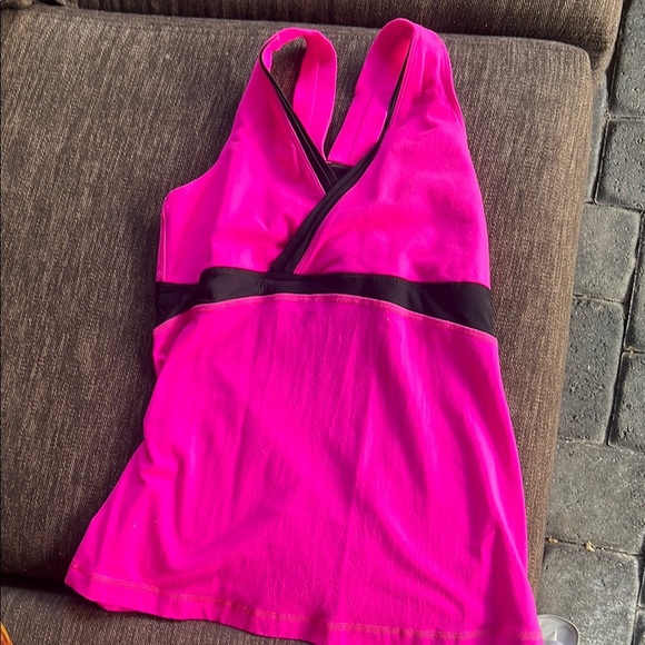 Tops - Lululemon Pink and Black Tank Top